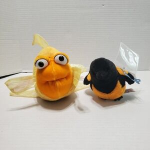 Lot Of 2 GANZ Retired Webkinz Fantail Goldfish & Lil' Kinz Oriole Stuffed Animal